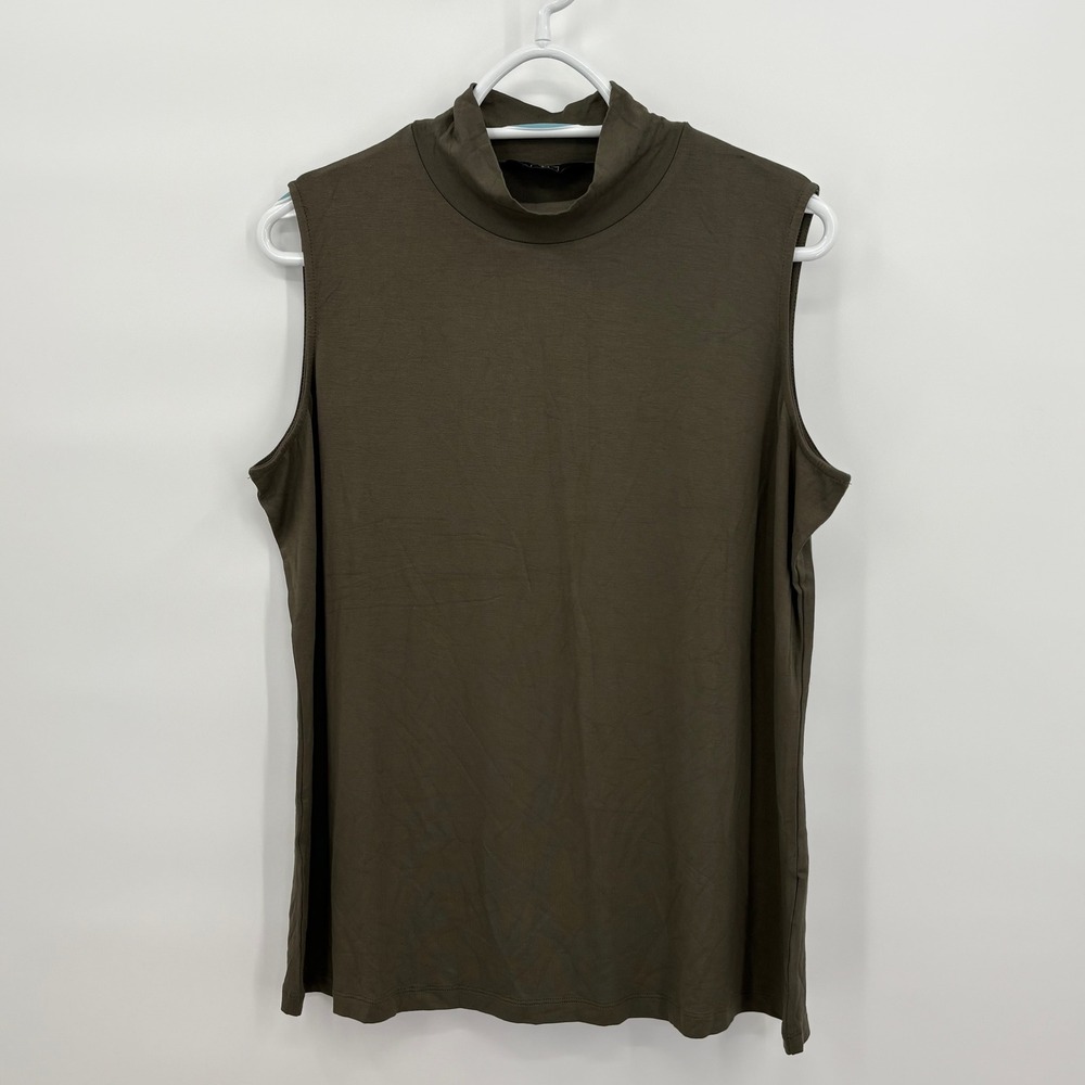 G by Giuliana Women XL Olive Green EcoVero Viscose Mock Neck Sleeveless Top
